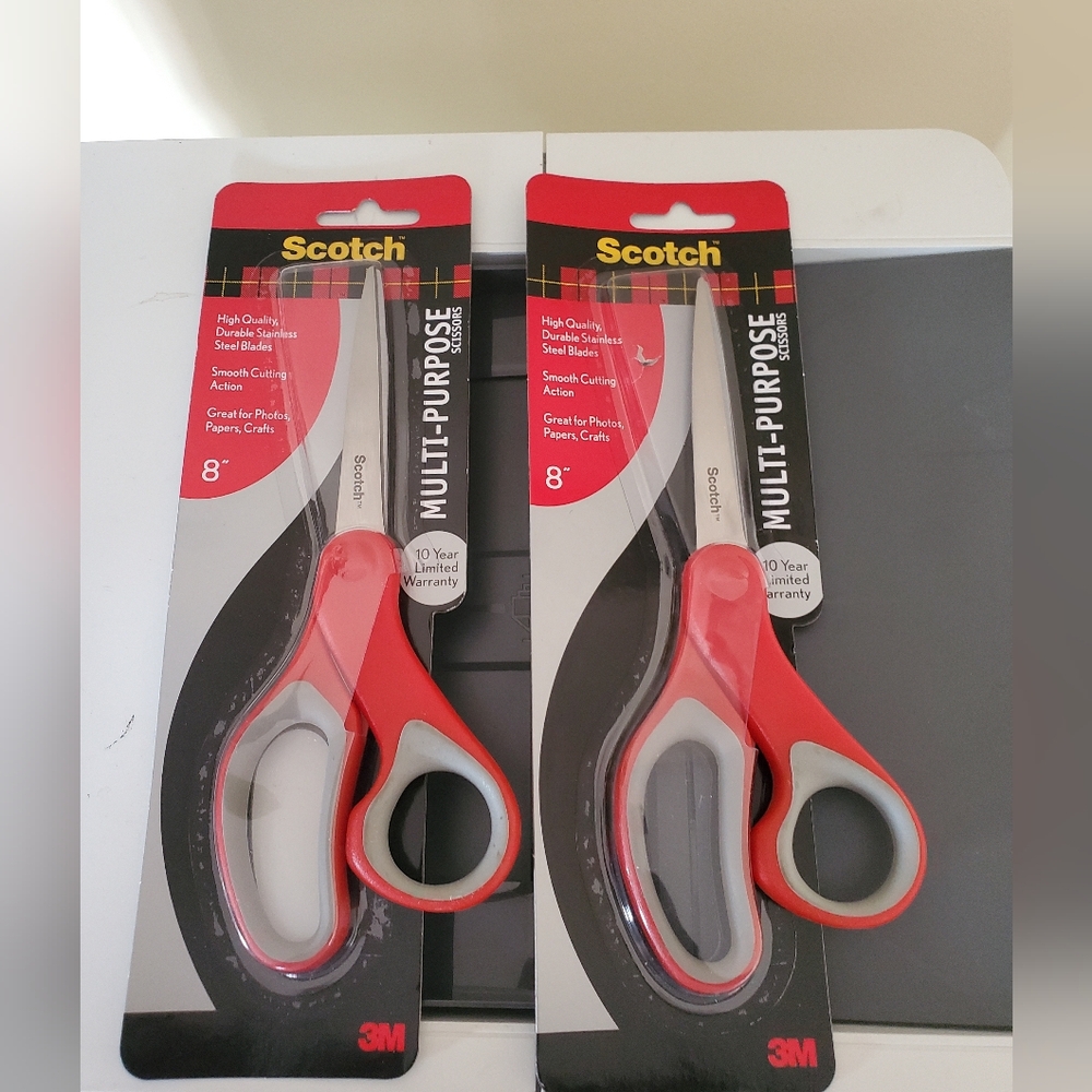 Scotch Multi-purpose Scissors - 8" Length - Straight-left/right - Lot Of 2.